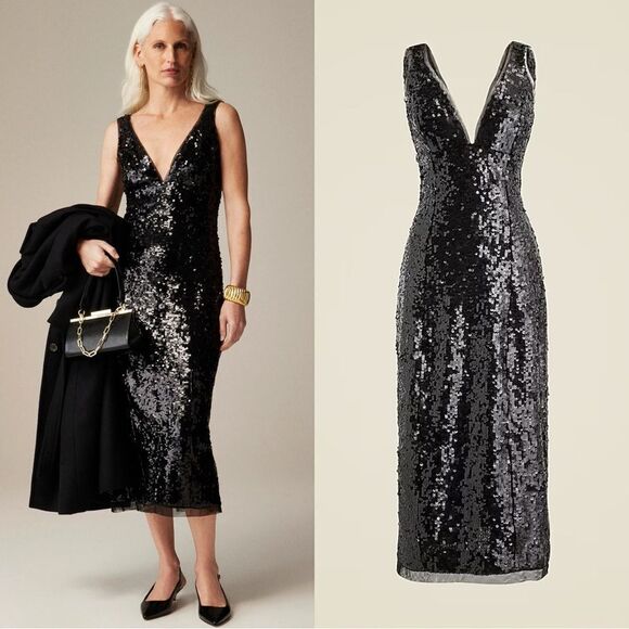 J. Crew Dresses & Skirts - NWT J CREW Collection Sequin midi sheath dress in black